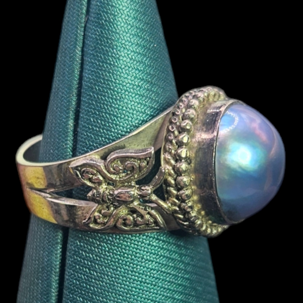 Blue Mabe Pearl Ring - Picture 8 of 11